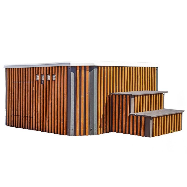 Nowoczesny zestaw wellness – sauna 2,1×2,1 m i jacuzzi z hydromasażem