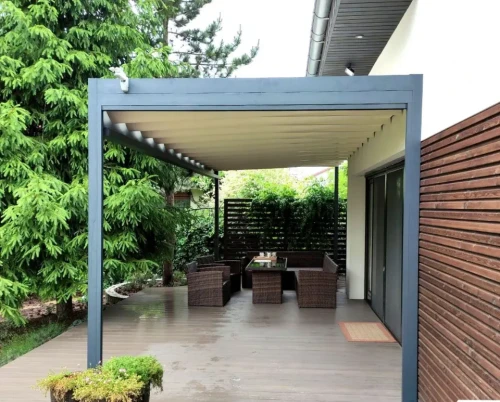 Pergola tarasowa Verona 3×6 z aluminiową konstrukcją przyścienną – nowoczesne zadaszenie tarasu