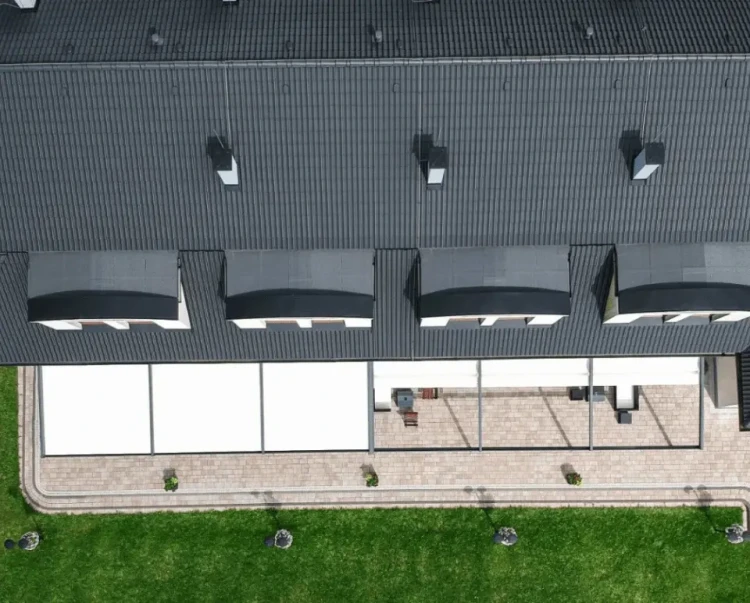 Pergola Portofino – detal ramy i tekstylnych elementów zadaszenia