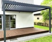 Pergola tarasowa Toscana w ogrodzie – eleganckie zadaszenie z lamelami idealne do strefy wypoczynkowej